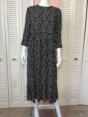 Zara Black and White Polka Dot Tiered Maxi Dress